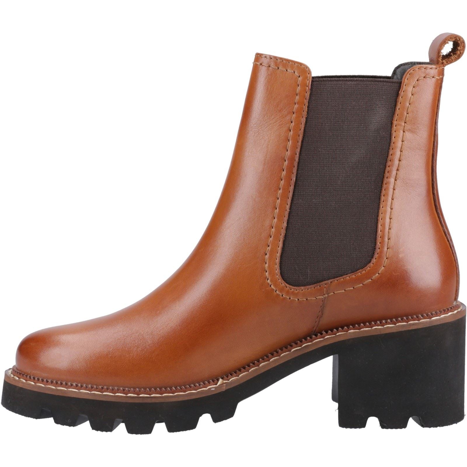 Hush Puppies Gaia Damen Stiefeletten aus braunem Leder mit Absatz