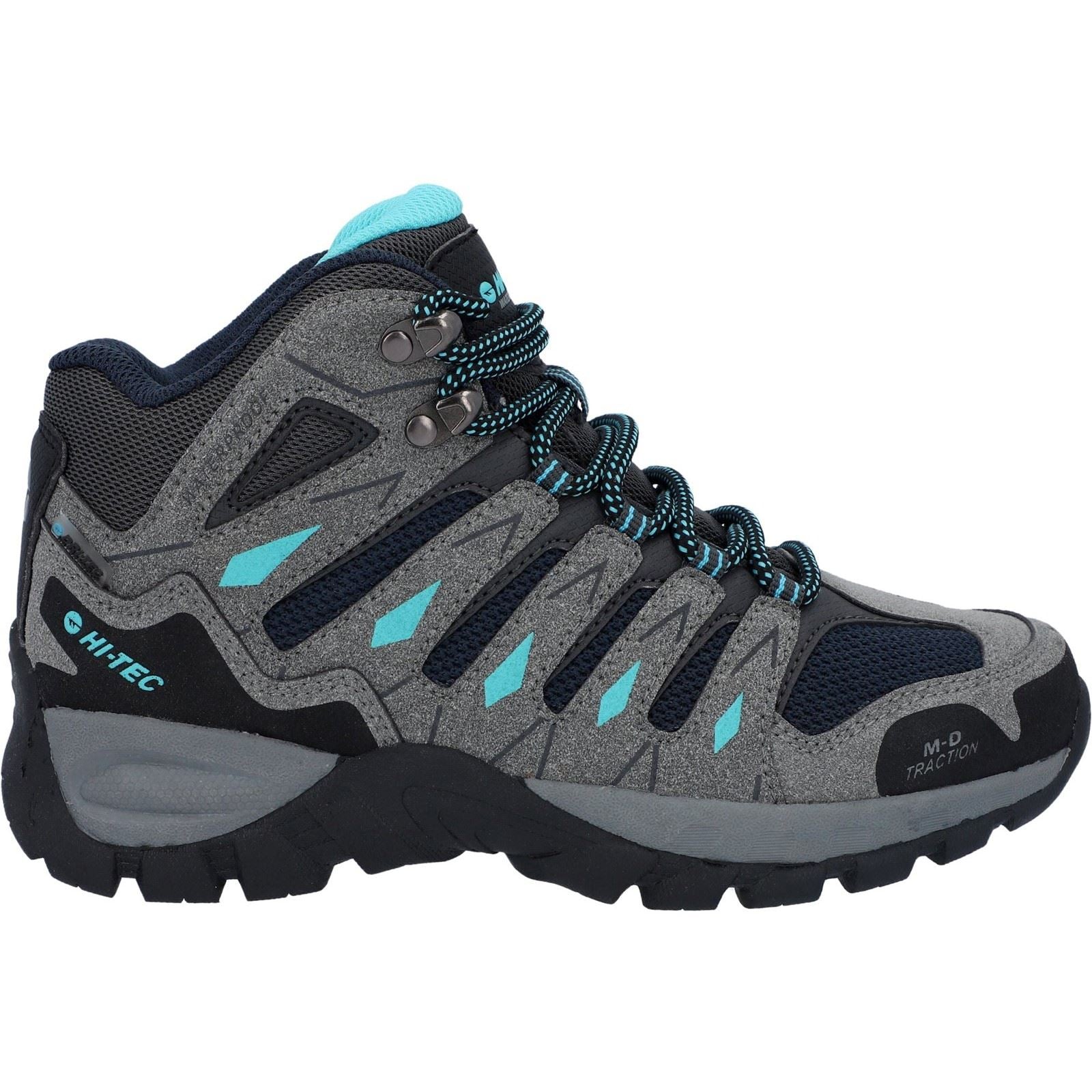 Hi-Tec Corzo Mid Pu Wildleder Damen Wanderschuhe In Graphitgrau/Dunkelrot