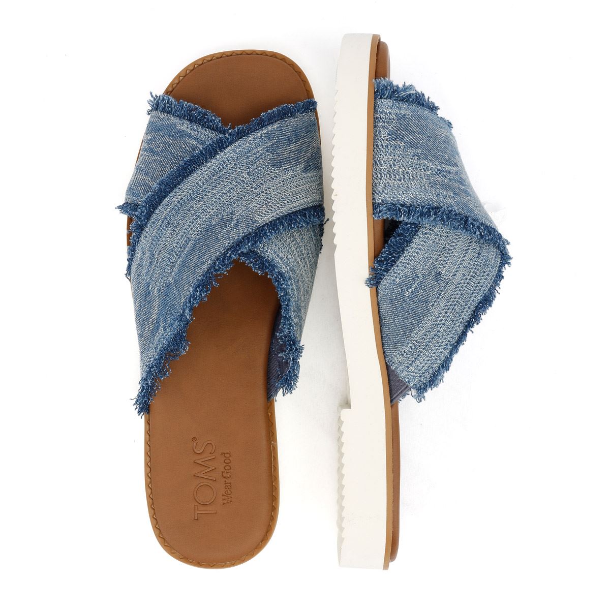 TOMS Mae Crossover Damen Sandalen In Blau Aus Denim