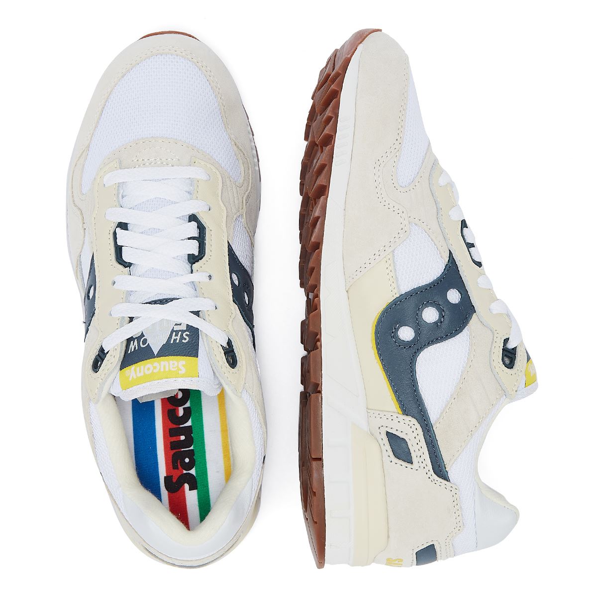 Saucony Shadow 5000 Weiße/Blaue Wildlederturnschuhe