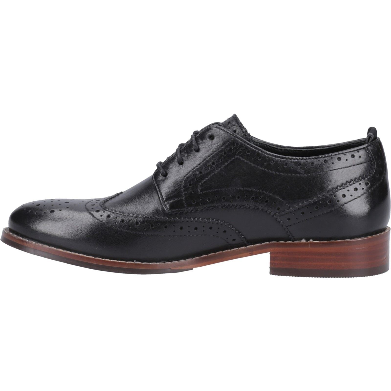 Hush Puppies Natalia Leder Damen Schwarze Brogues Schuhe