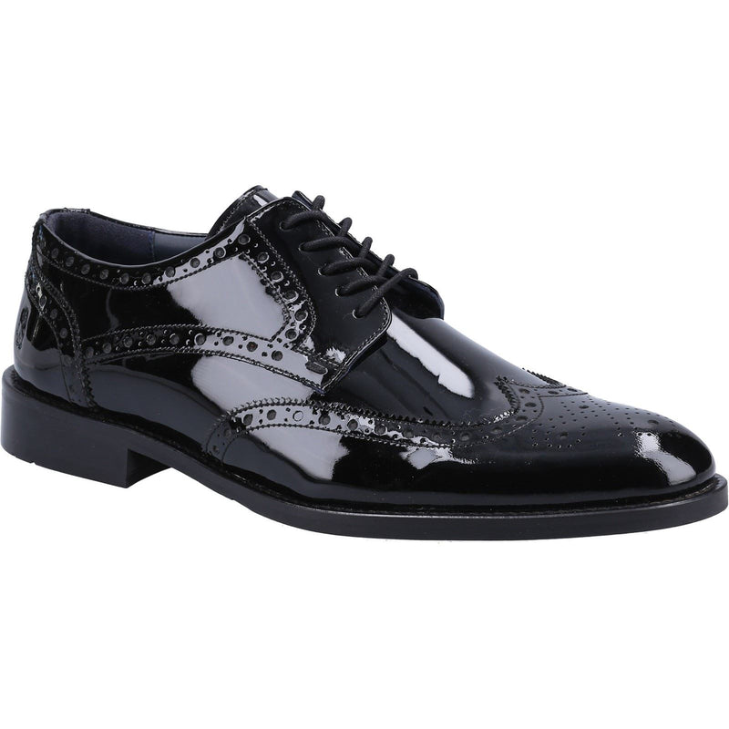 Hush Puppies Dustin Brogue Patent Herrenschuhe Aus Schwarzem Lackleder