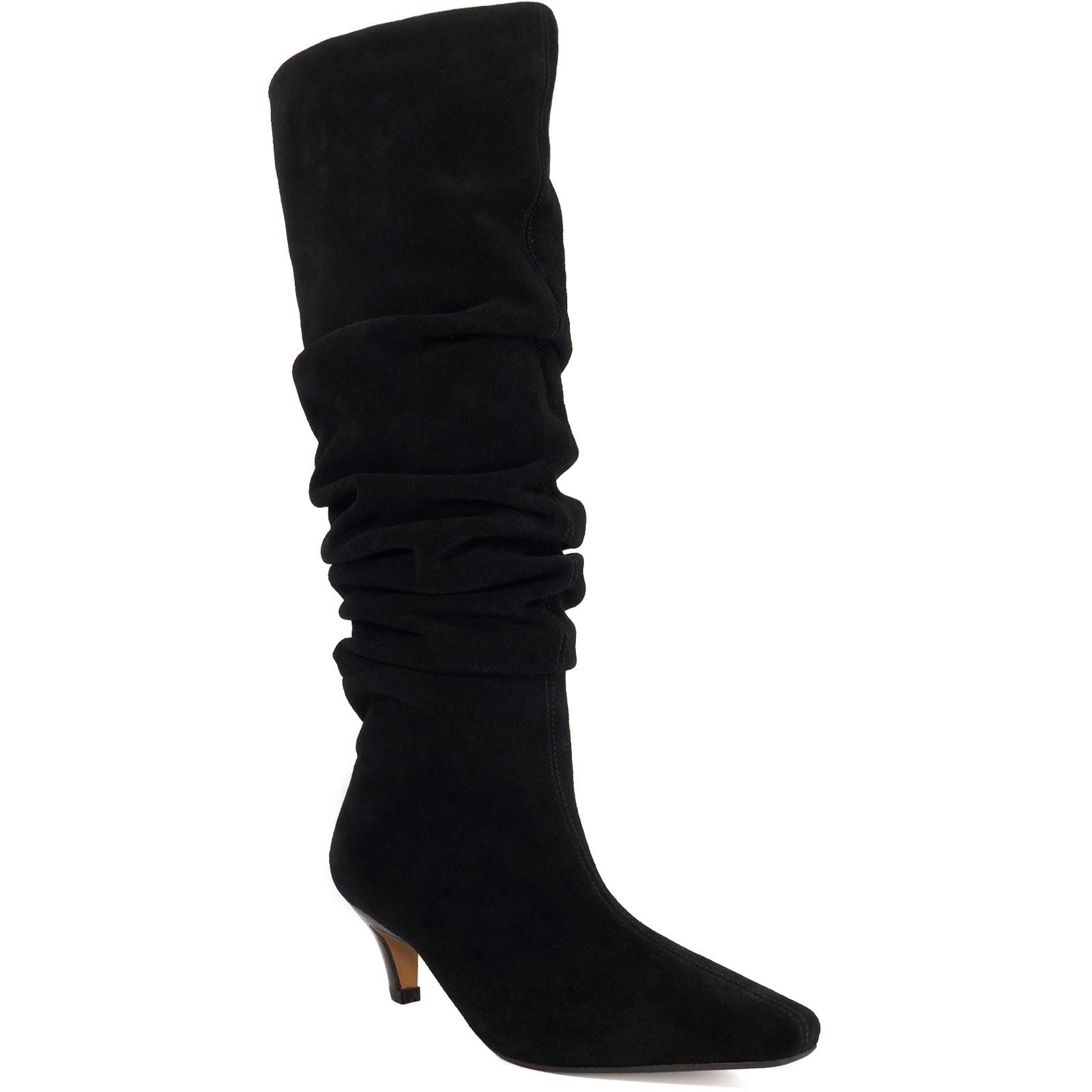 Dune Saunders Leder Damen Schwarze Farbe Absätze Knielange Stiefel