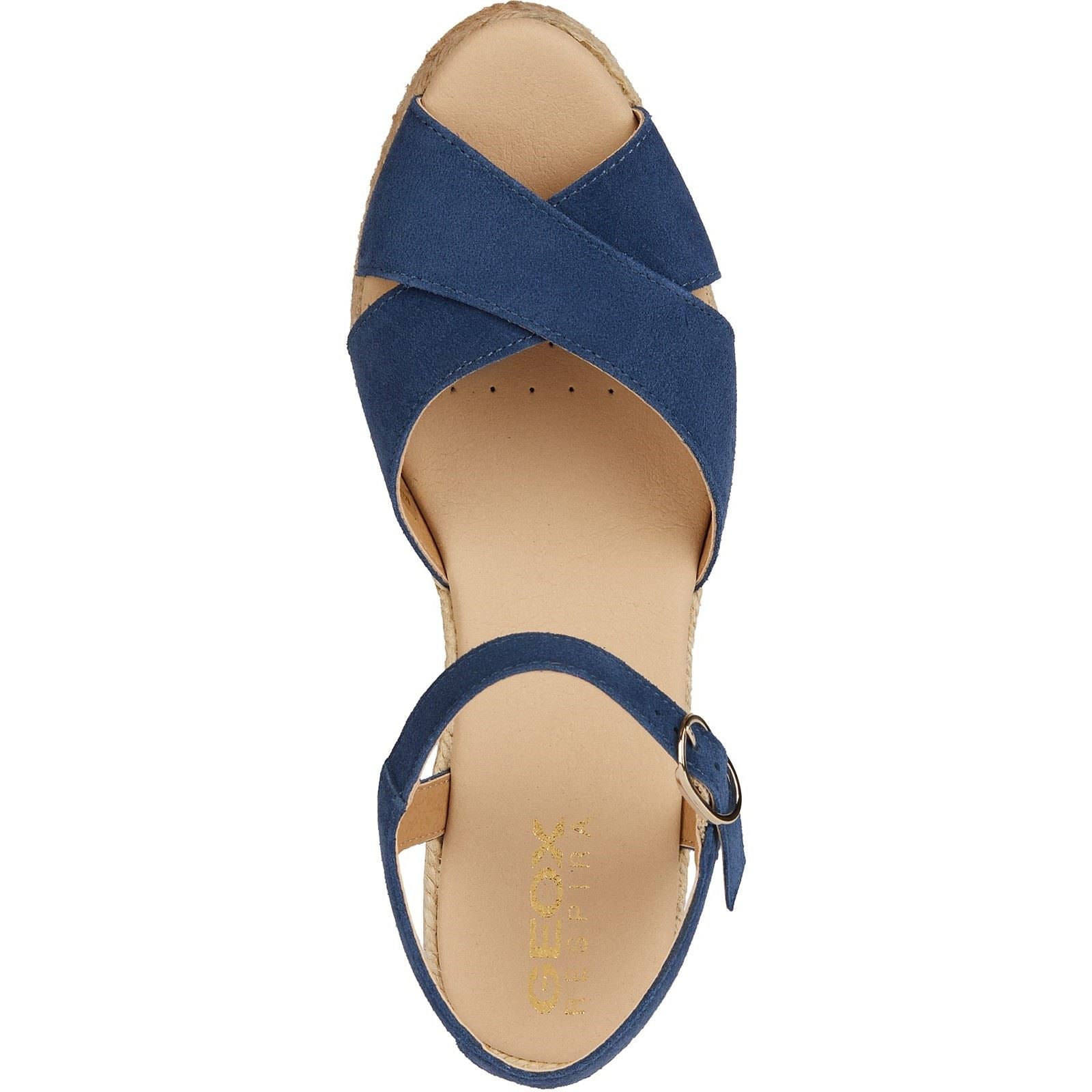 Geox D Gelsa Low C Leder Damen Marineblau Sandalen