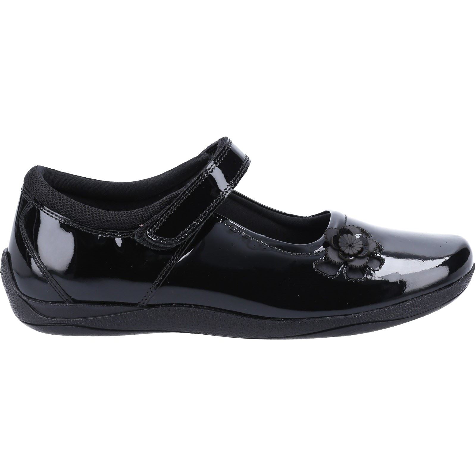 Hush Puppies Jessica Senior Patent Mädchenschuhe Aus Schwarzem Lackleder