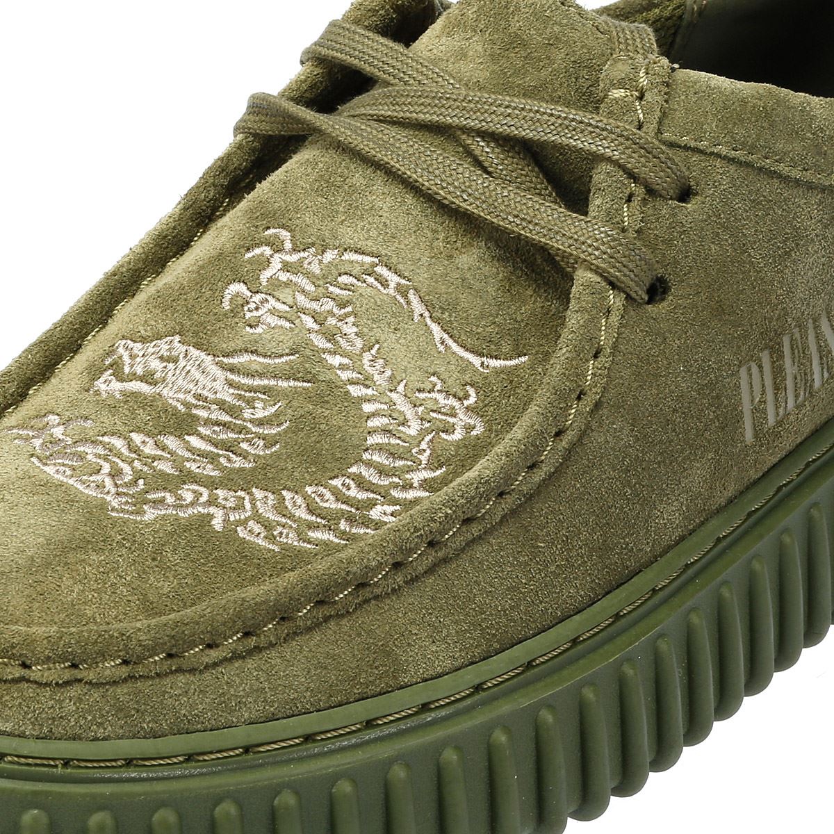Clarks Main x Pleasures DRGN Lo Grüne Wildlederschuhe Mit Schnürsenkeln