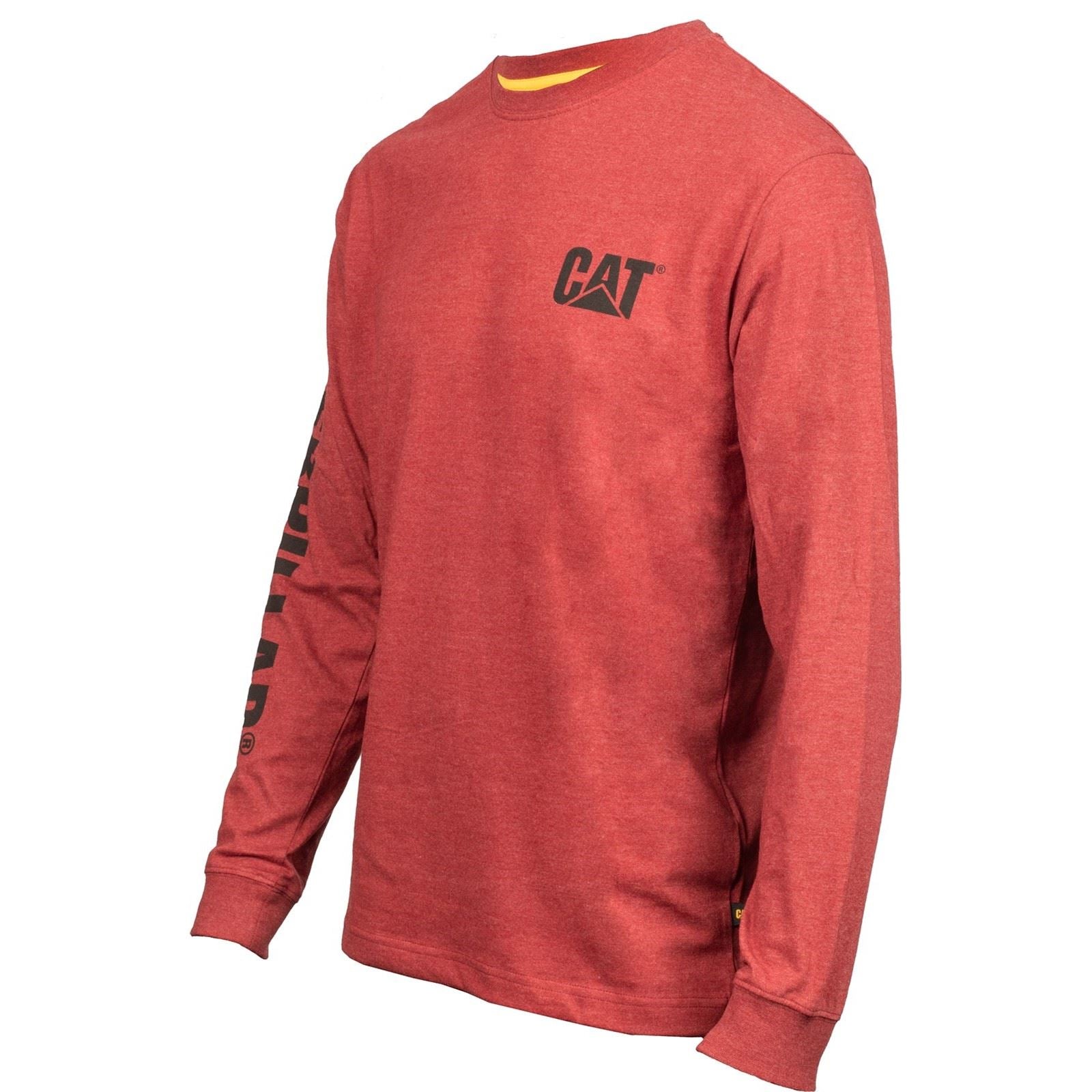 Caterpillar Trademark Banner Long Sleeve Baumwolle Herren Grünes T-Shirt