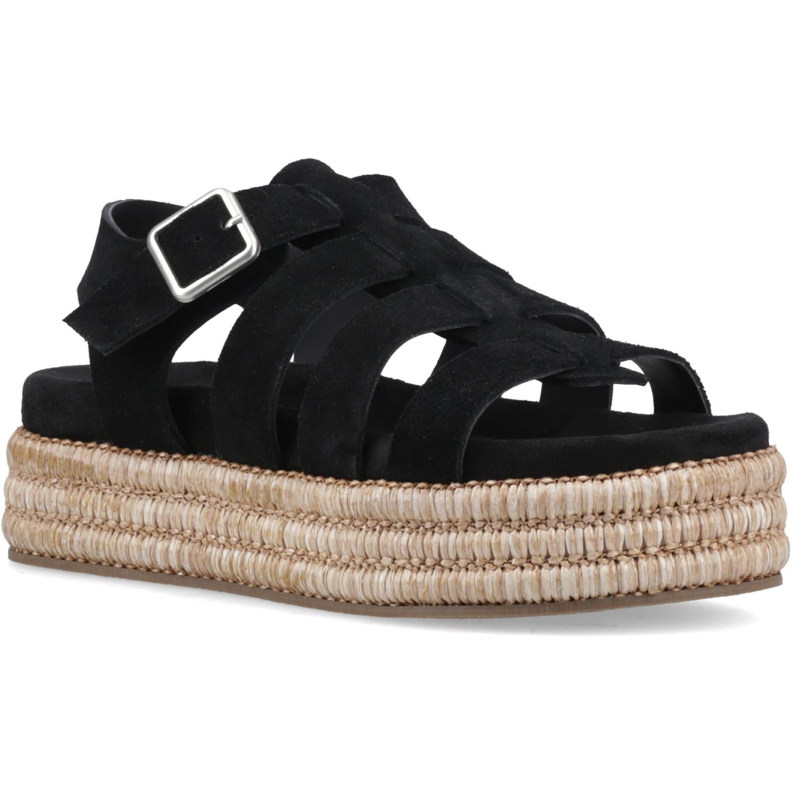 Hush Puppies Rosetta Gladiator Leder Frauen Schwarz/Braun Sandalen