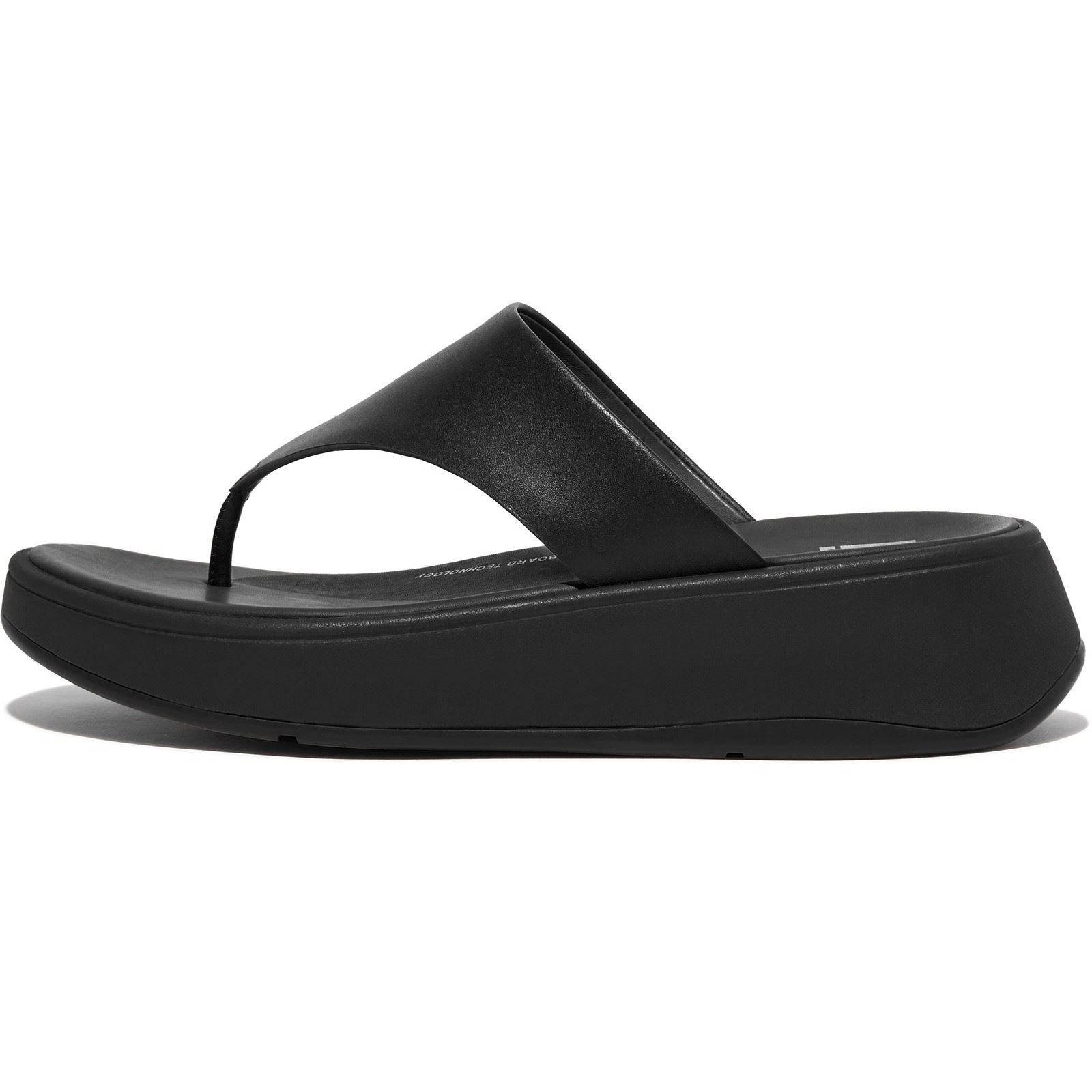 Fitflop F-Mode Toe Post Leder Damen All Black Sandalen