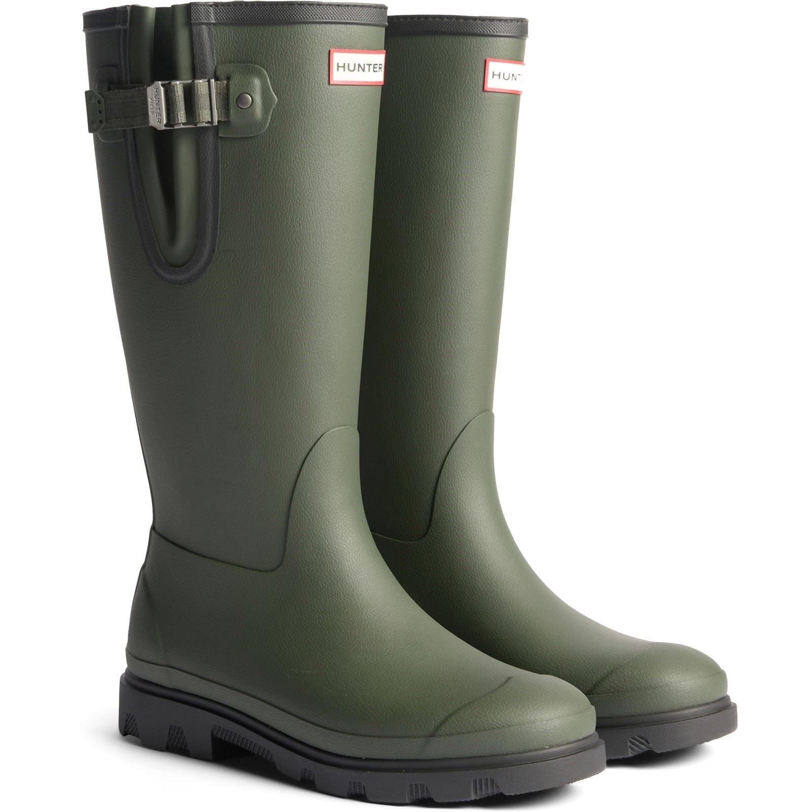 Hunter Field Downpour Gummistiefel Für Damen In Dunkeloliv/Schwarz