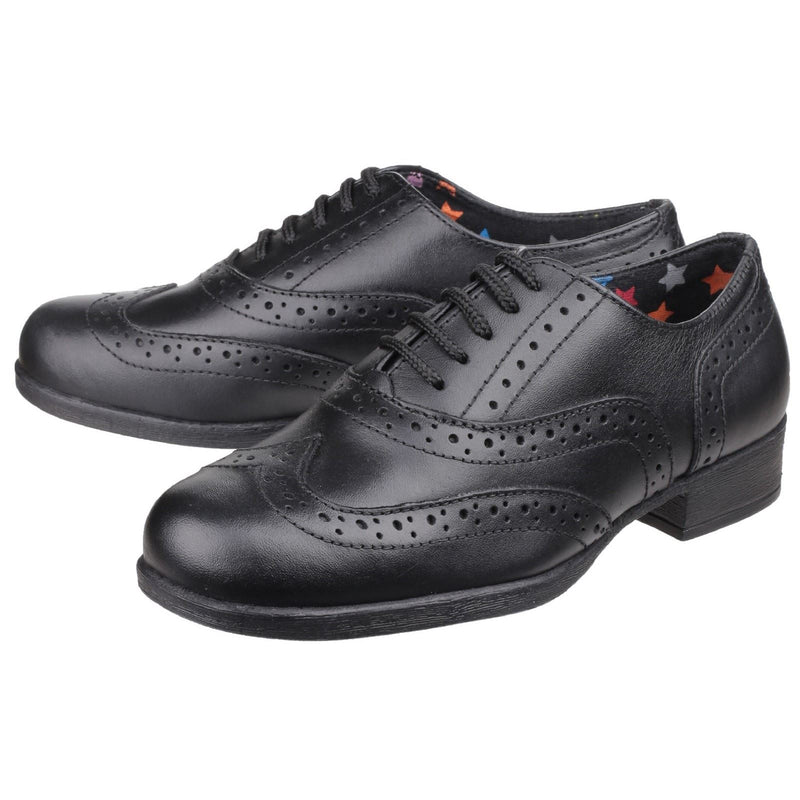 Hush Puppies Kada Junior Mädchen Brogues Aus Schwarzem Leder