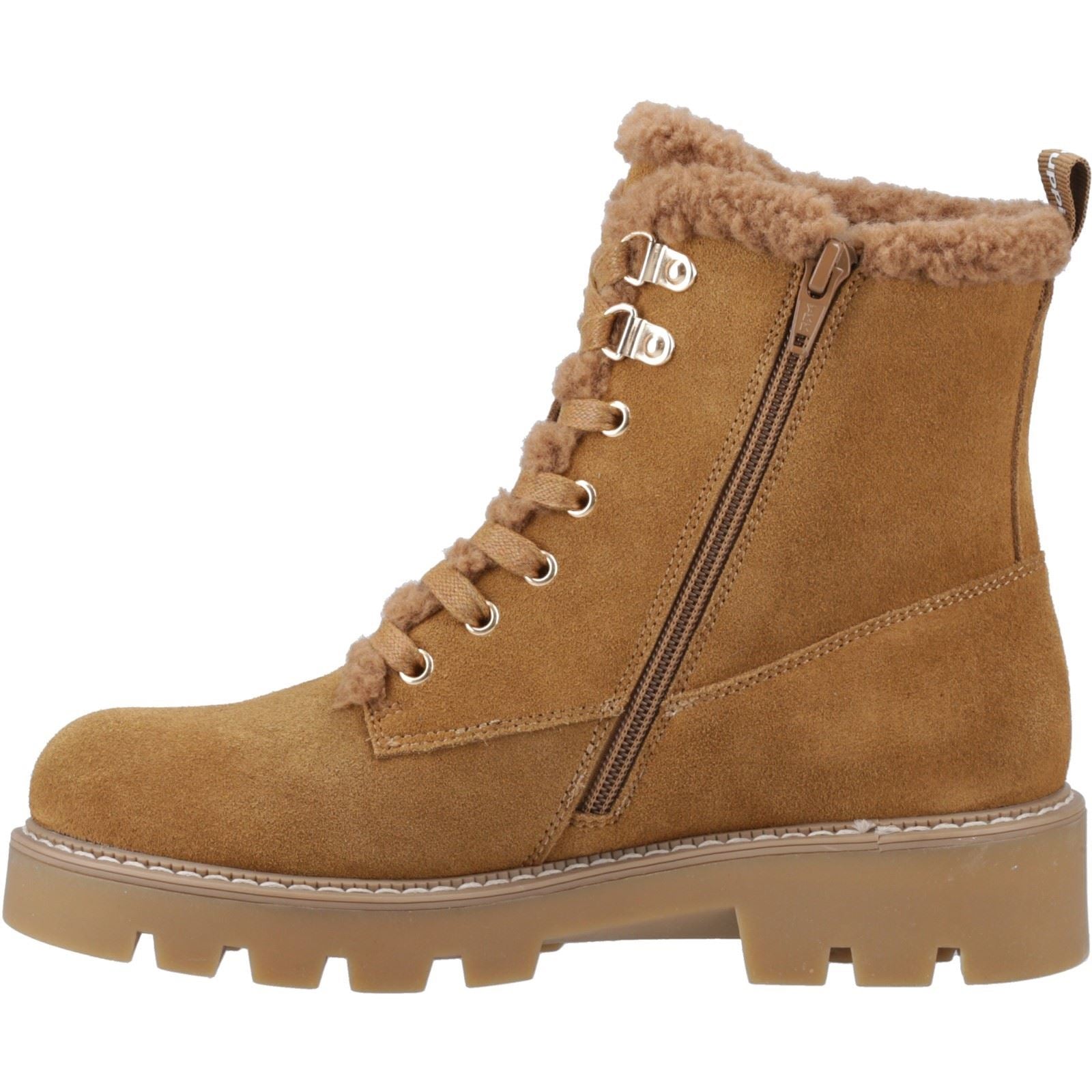 Hush Puppies Aurelia Damen Winterstiefeletten aus Veloursleder in Tan