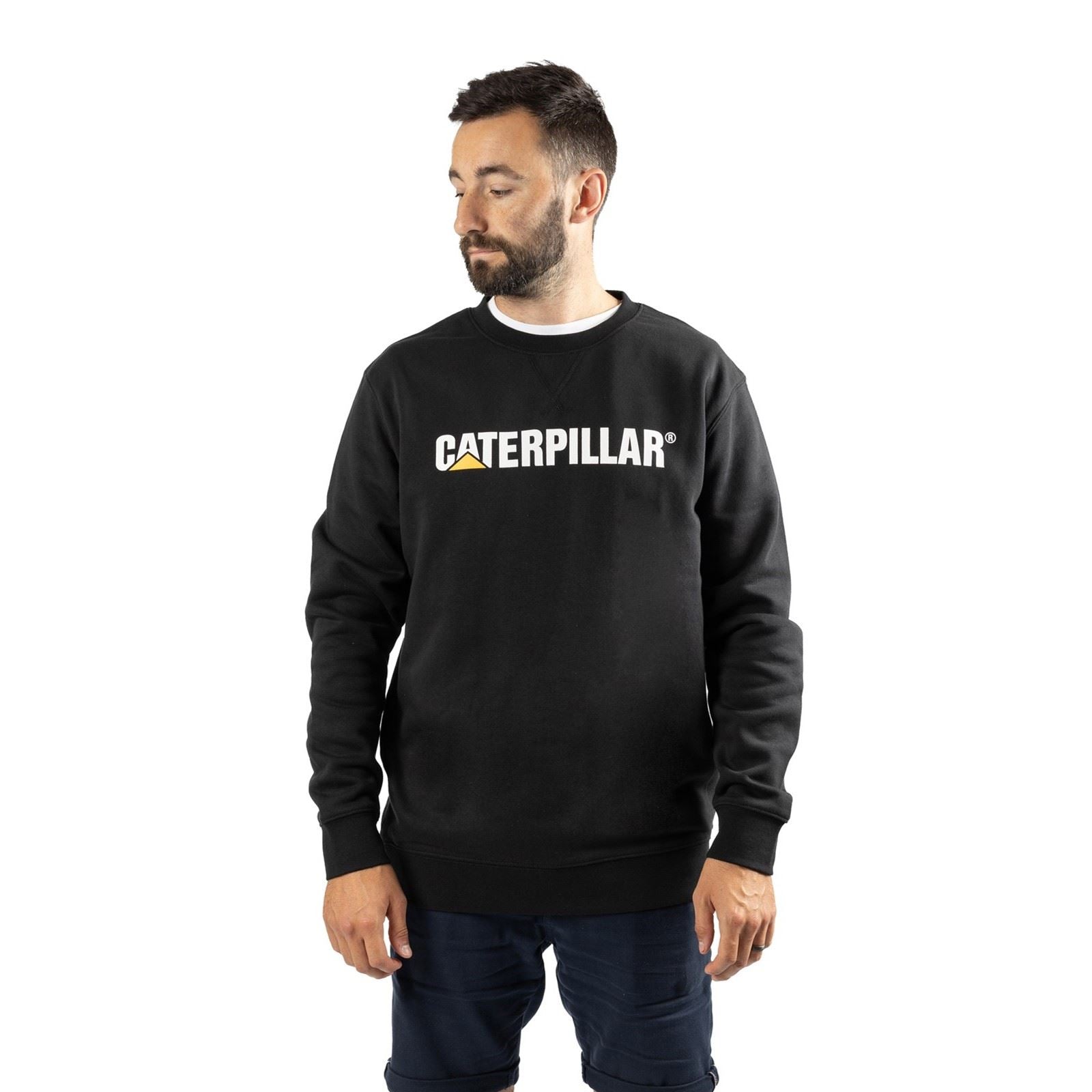 Caterpillar Midweight Crewneck Baumwolle Herren Schwarze Sweatshirt