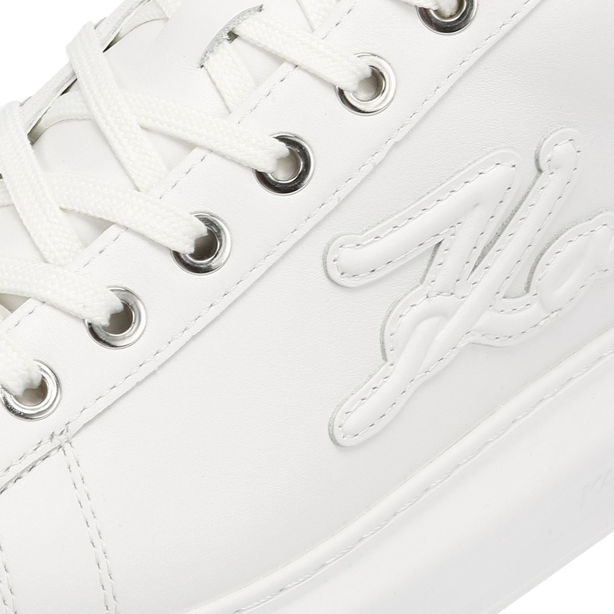 Karl Lagerfeld Kapri Signia Emboss Lo Lace Damen Sneaker Aus Weißem Leder