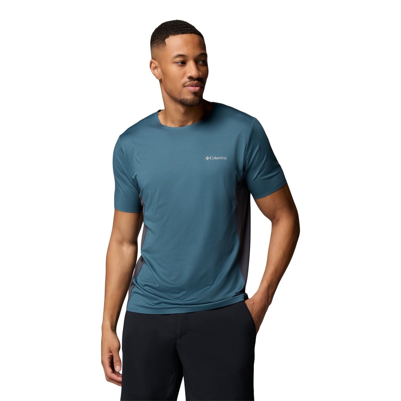 Columbia Three Pitch SS Crew Polyester Herren Blaue Sport-T-Shirts