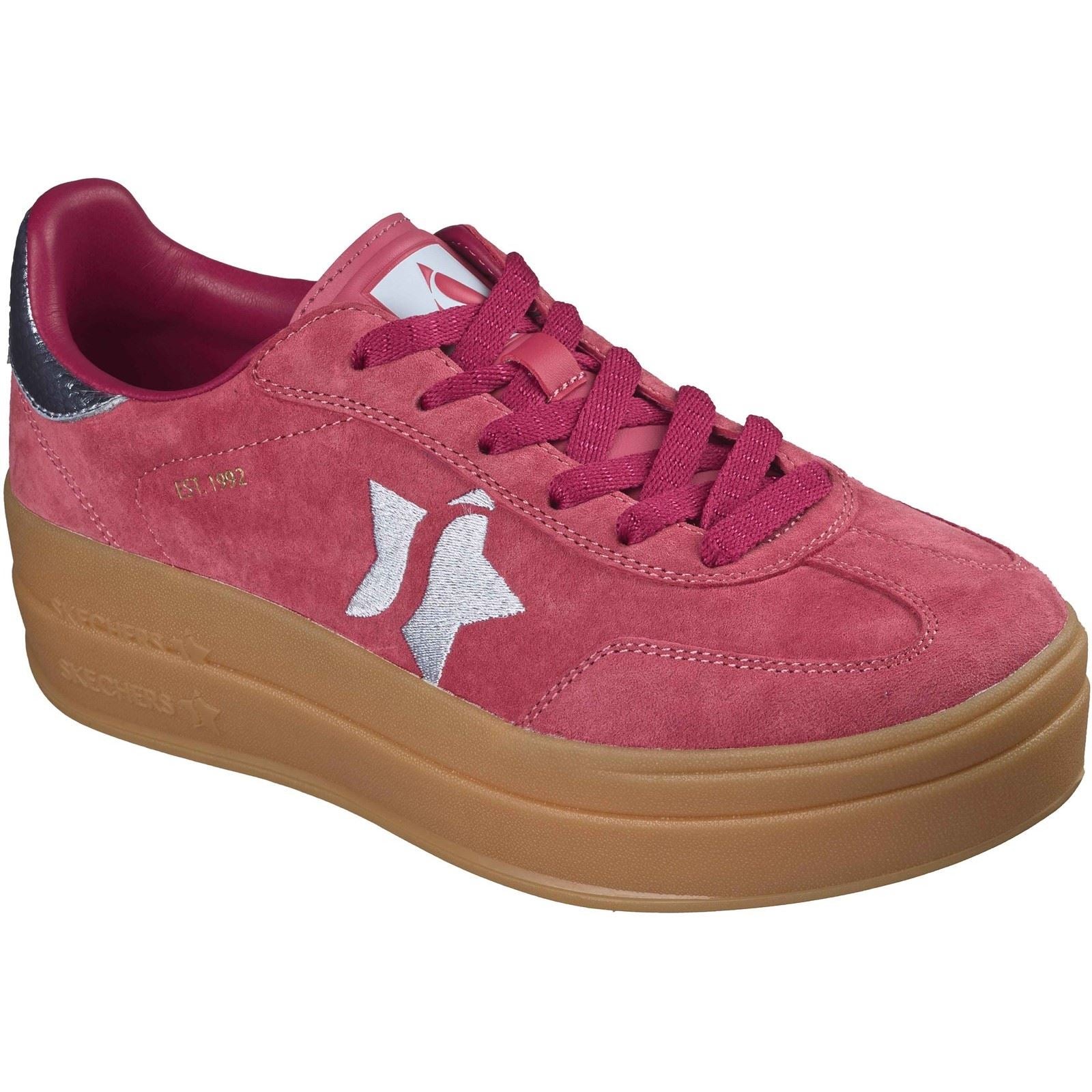 Skechers Academy Hi Elevated Essence Leder Frauen Rot/Blaue Sneaker