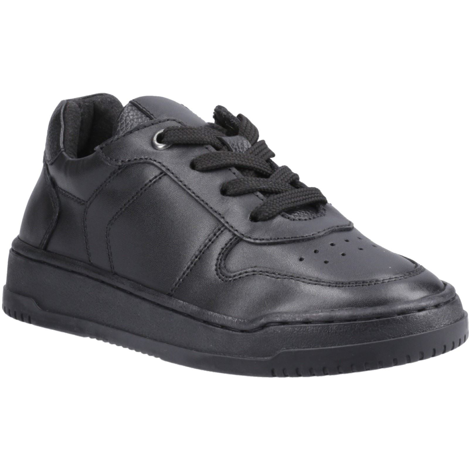 Hush Puppies Dougie Leder Jungen Schwarze Farbe Turnschuhe