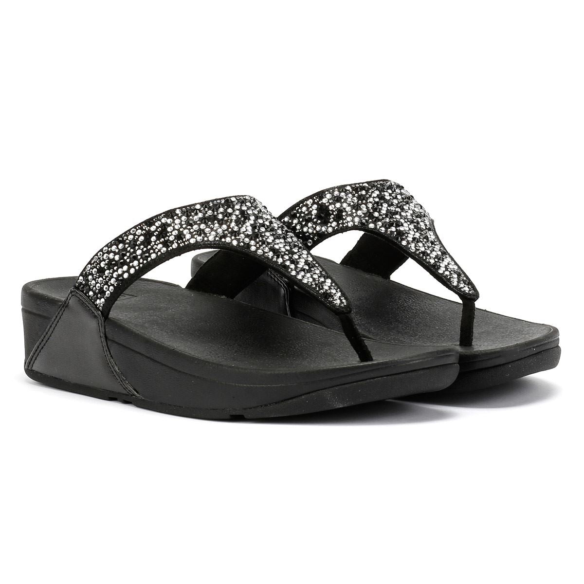 FitFlop Lulu Crystal Mix Damen Schwarze Farbe Sandalen