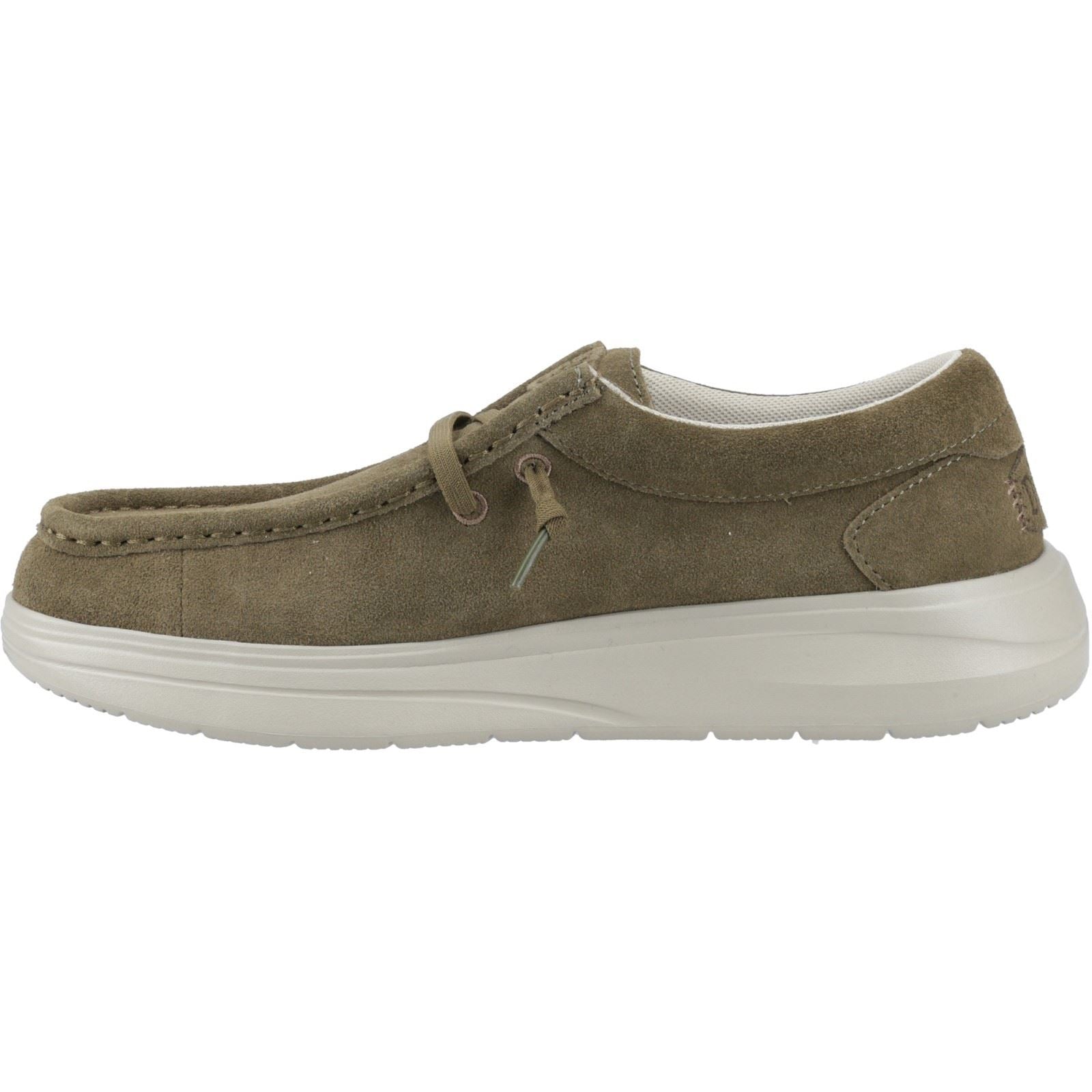 HEYDUDE Wally X Suede Herren Wildleder Mokassinschuhe in Dunkelolive/Steingrau