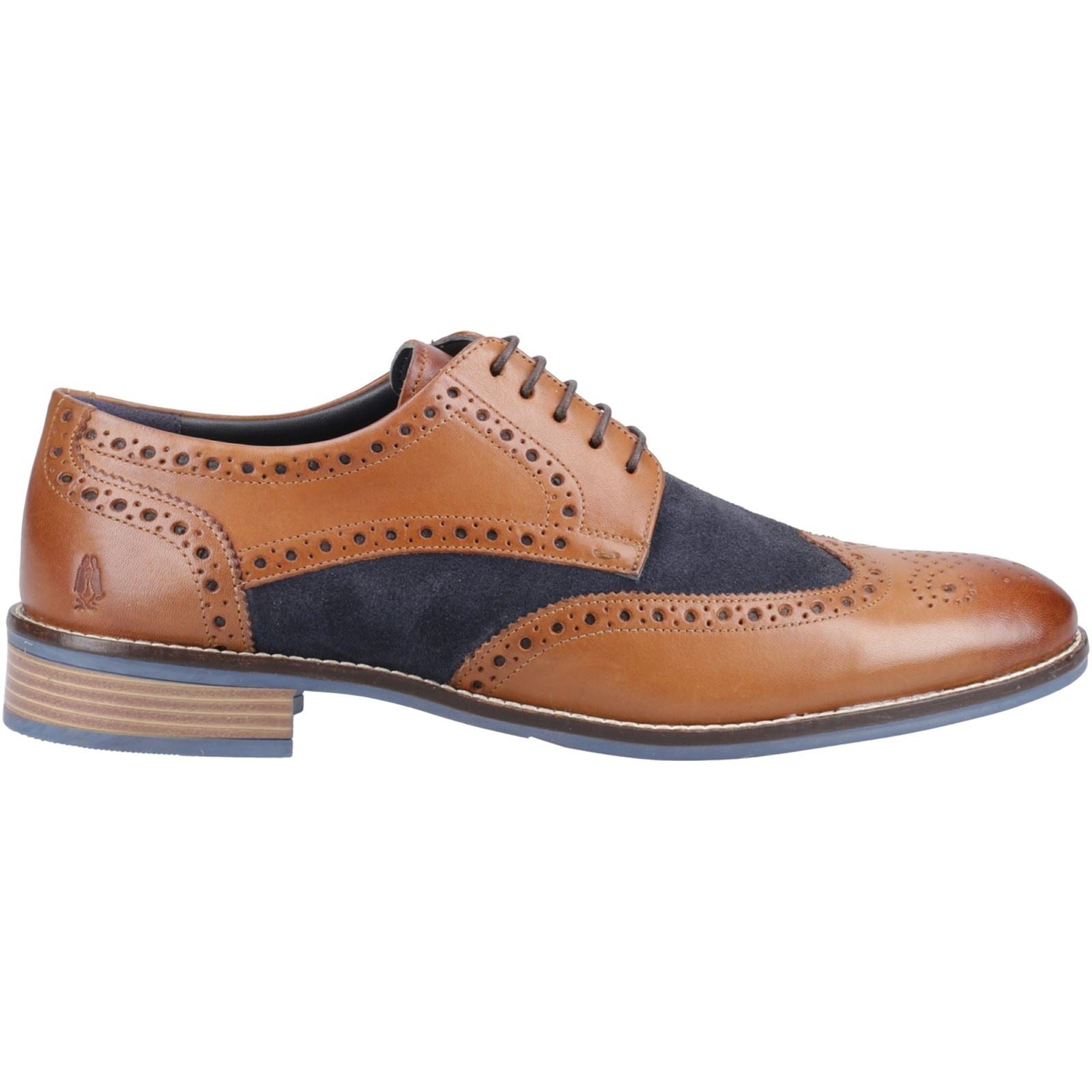 Hush Puppies Dustin Leder/Wildleder Herren Brogues Schuhe in Beige/Blau