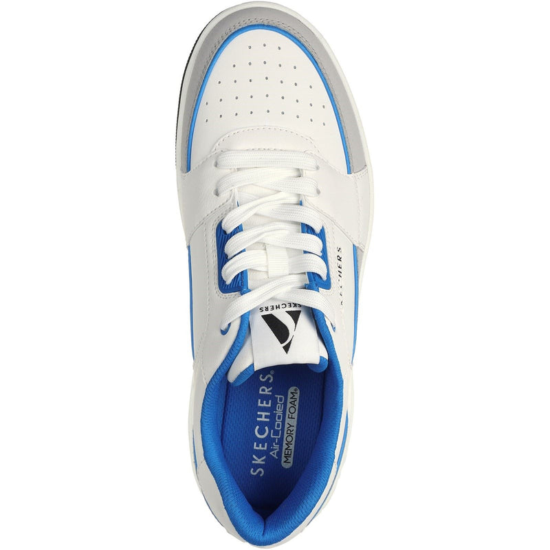 Skechers Uno Court Low-Post Leder-Herrenschuhe In Weiß/Blau