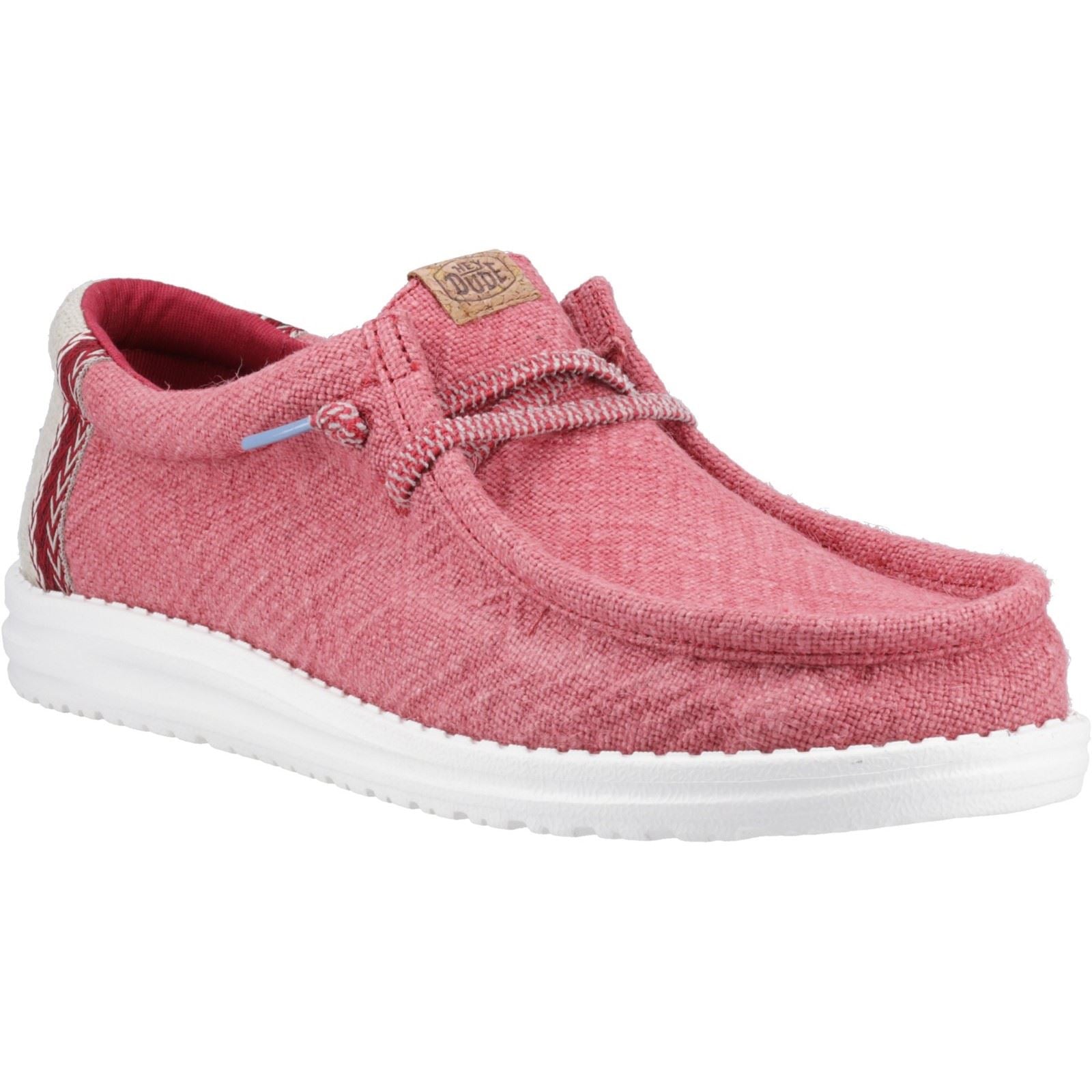 HEYDUDE Wally Jute Herren Mokassin Schuhe Aus Jute In Rot Bordeaux/Silberbirke