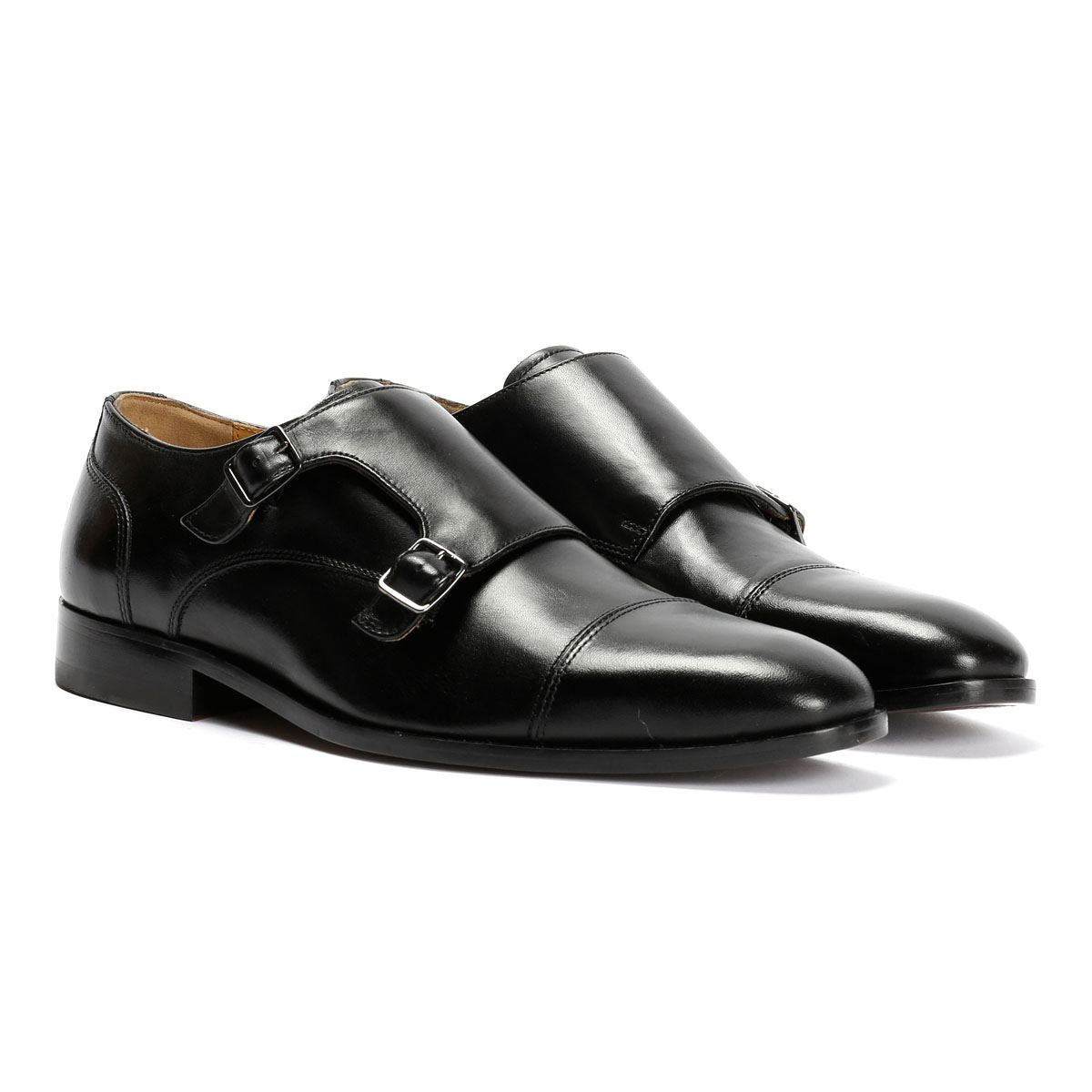 Chapman & Moore Toe Cap Monk Leder Herren Schwarz Schnürschuhe