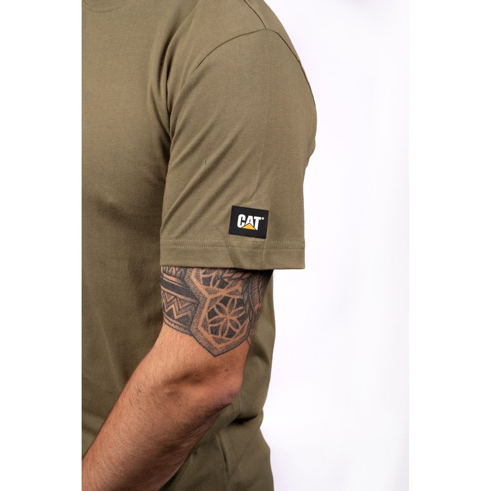 Caterpillar Essentials Short Sleeve Baumwoll Herren Grüne Kurzarm T-Shirts