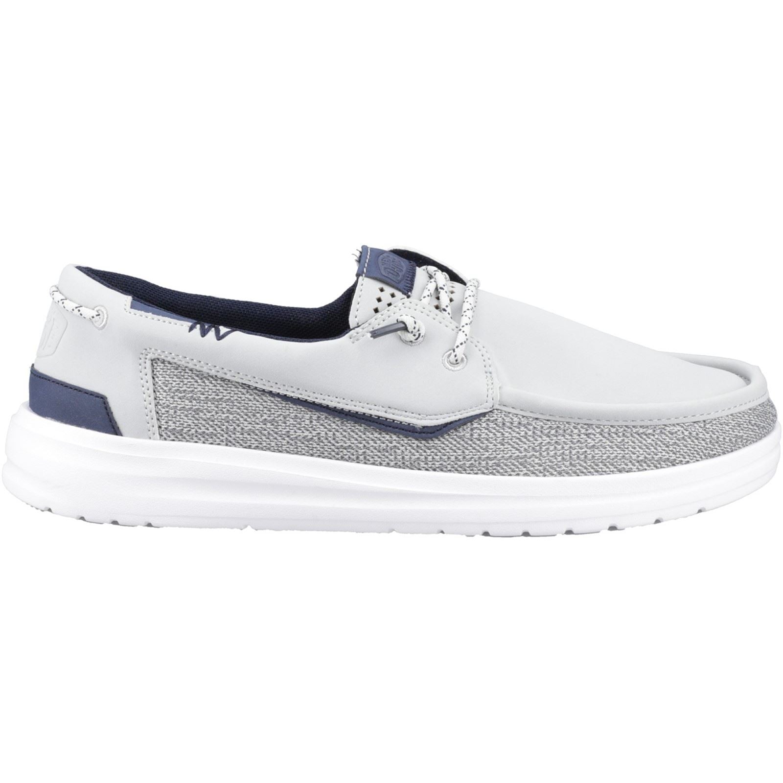 HEYDUDE Welsh Grip Classic Mesh Baumwollmischung Herren Mokassin Bootsschuhe In Sturmgrau/Navy