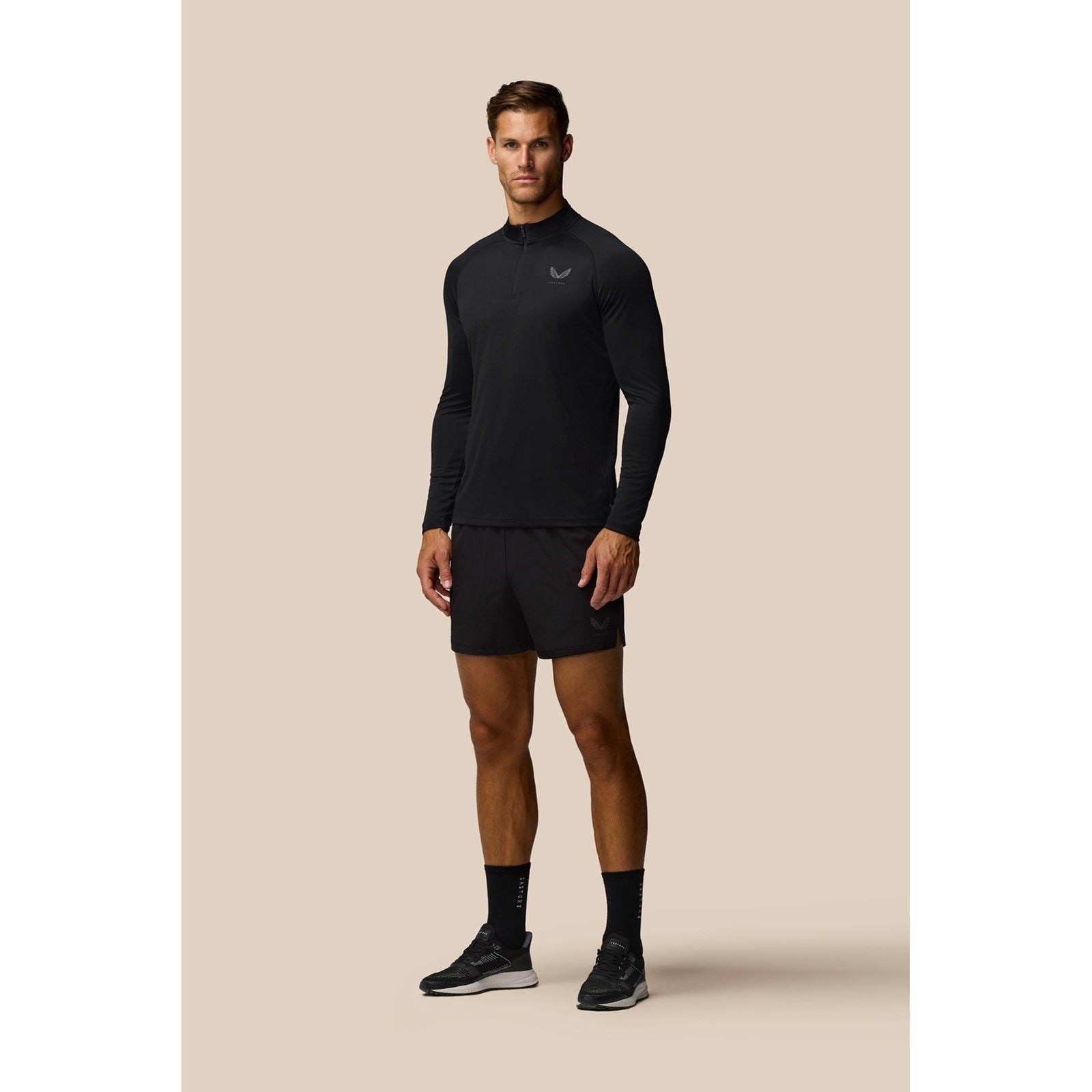 Castore Adapt Training 1/4 Zip Top Polyester Herren Schwarze Farbe Sport-T-Shirts