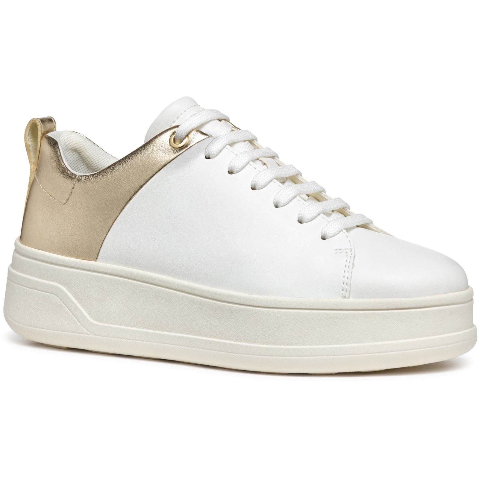 Geox D SPHERICA ECUB-2 Damen Sneaker Weiß/Lichtgold
