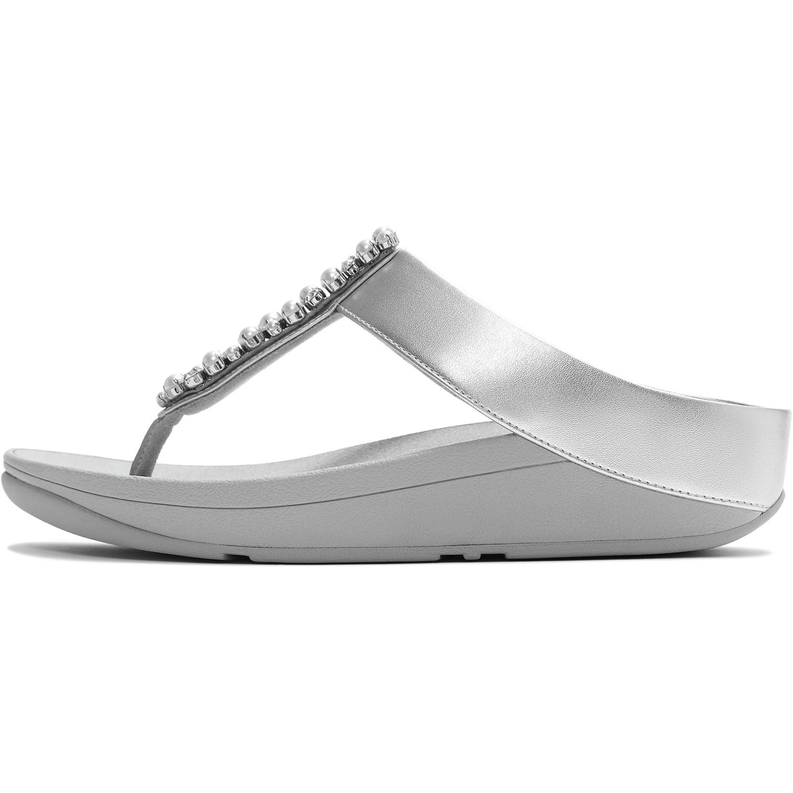Fitflop Fino Toe-Post Polyurethan Damen Silber Sandalen