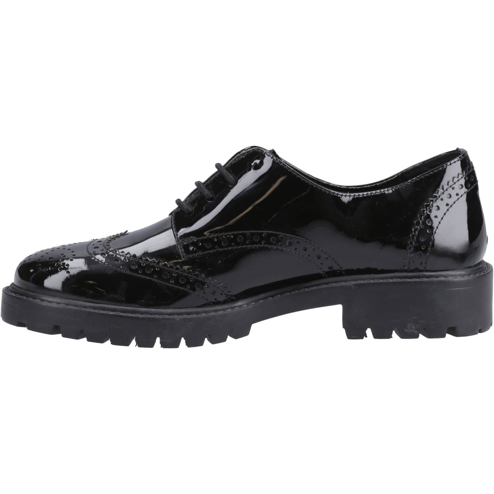 Hush Puppies Athena Patent Mädchen Brogues Aus Schwarzem Leder