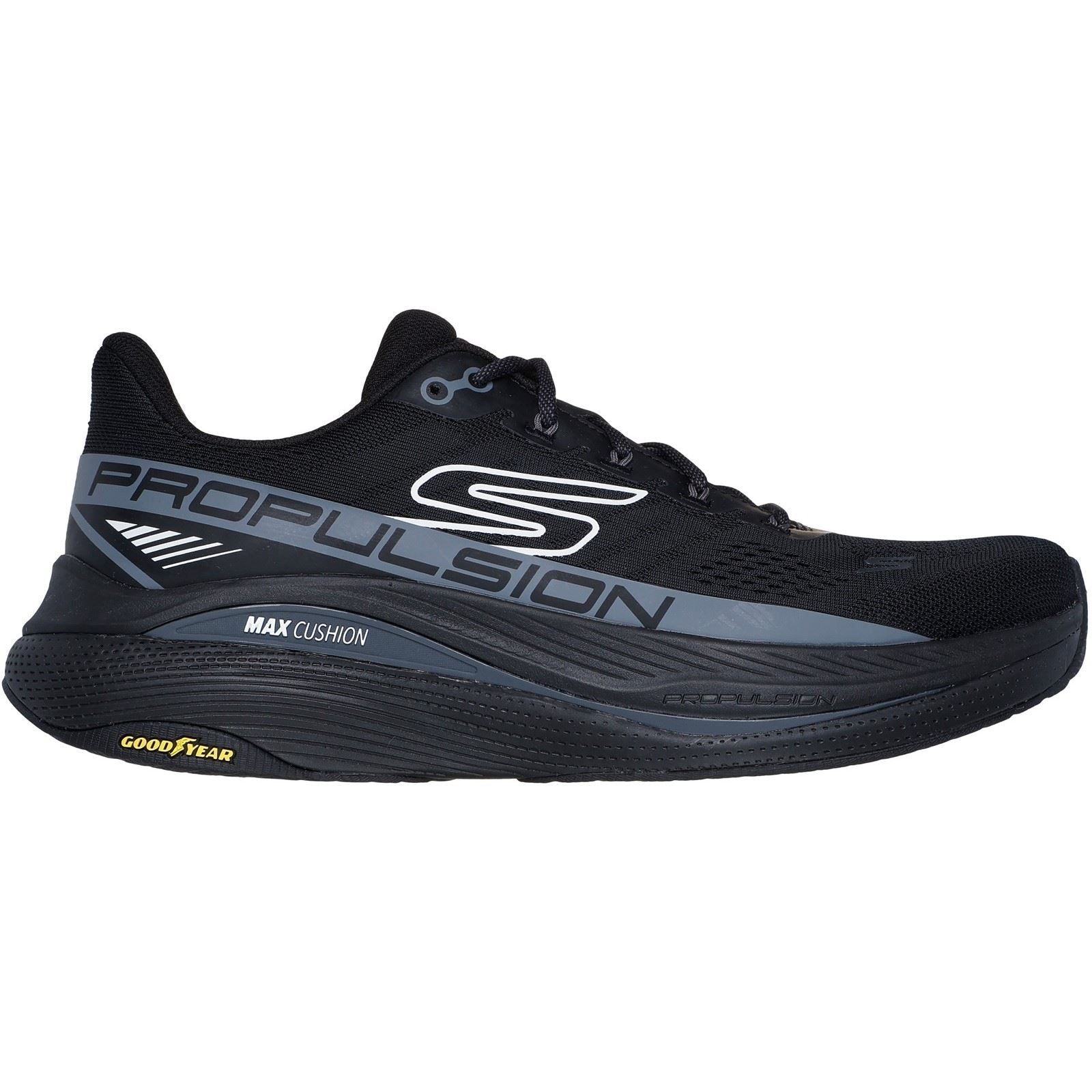Skechers Performance Max Cushioning Propulsion Textile Herrenschwarze Sneakers
