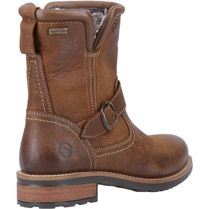 Cotswold Kinsham Damen Winterstiefel aus braunem Leder in der Mitte der Wade