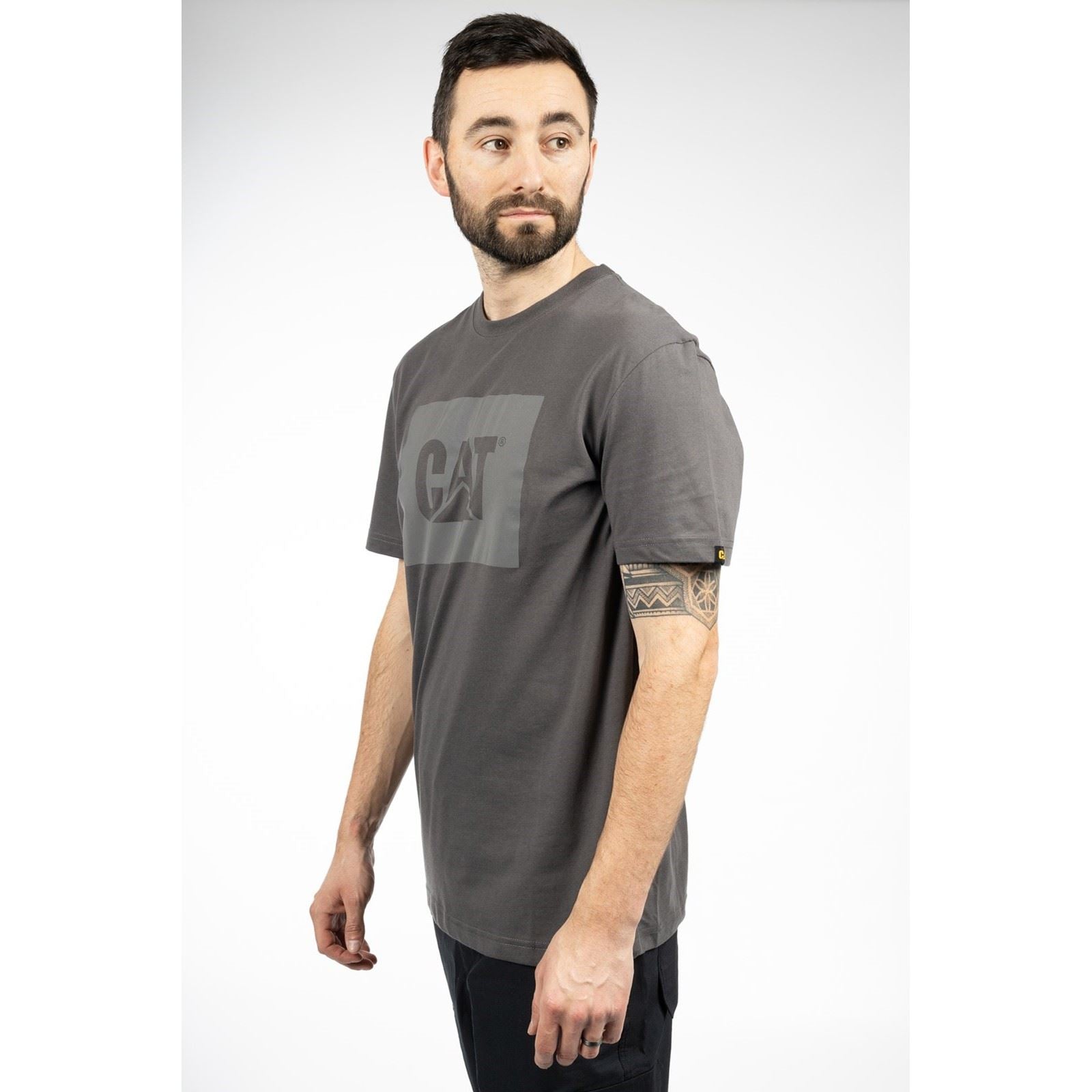 Caterpillar Graphic Baumwoll Kurzarm T-Shirts Für Herren In Grau