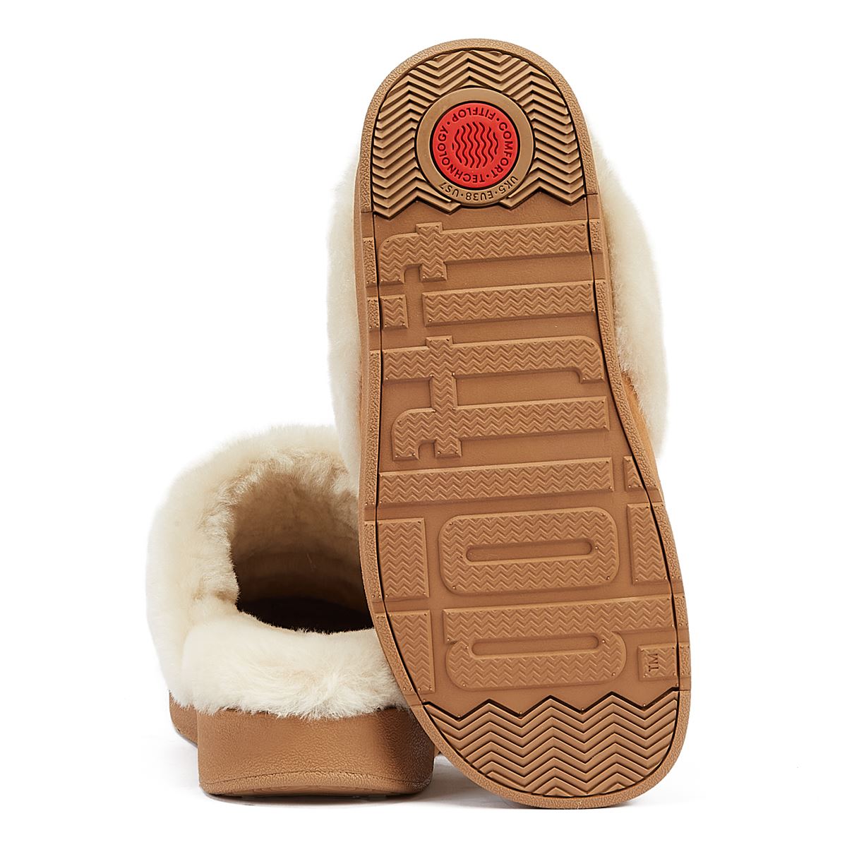 FitFlop Lammfellkragen Damen Hausschuhe In Beige