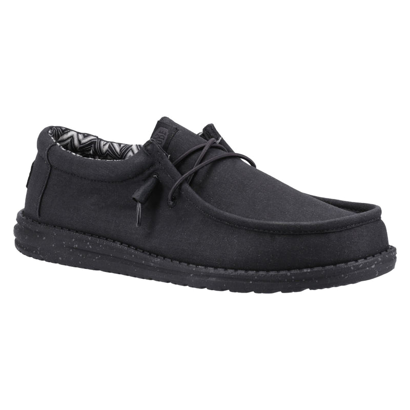 HEYDUDE Wally Canvas 100% Baumwolle Herren Bootsschuhe In Schwarz