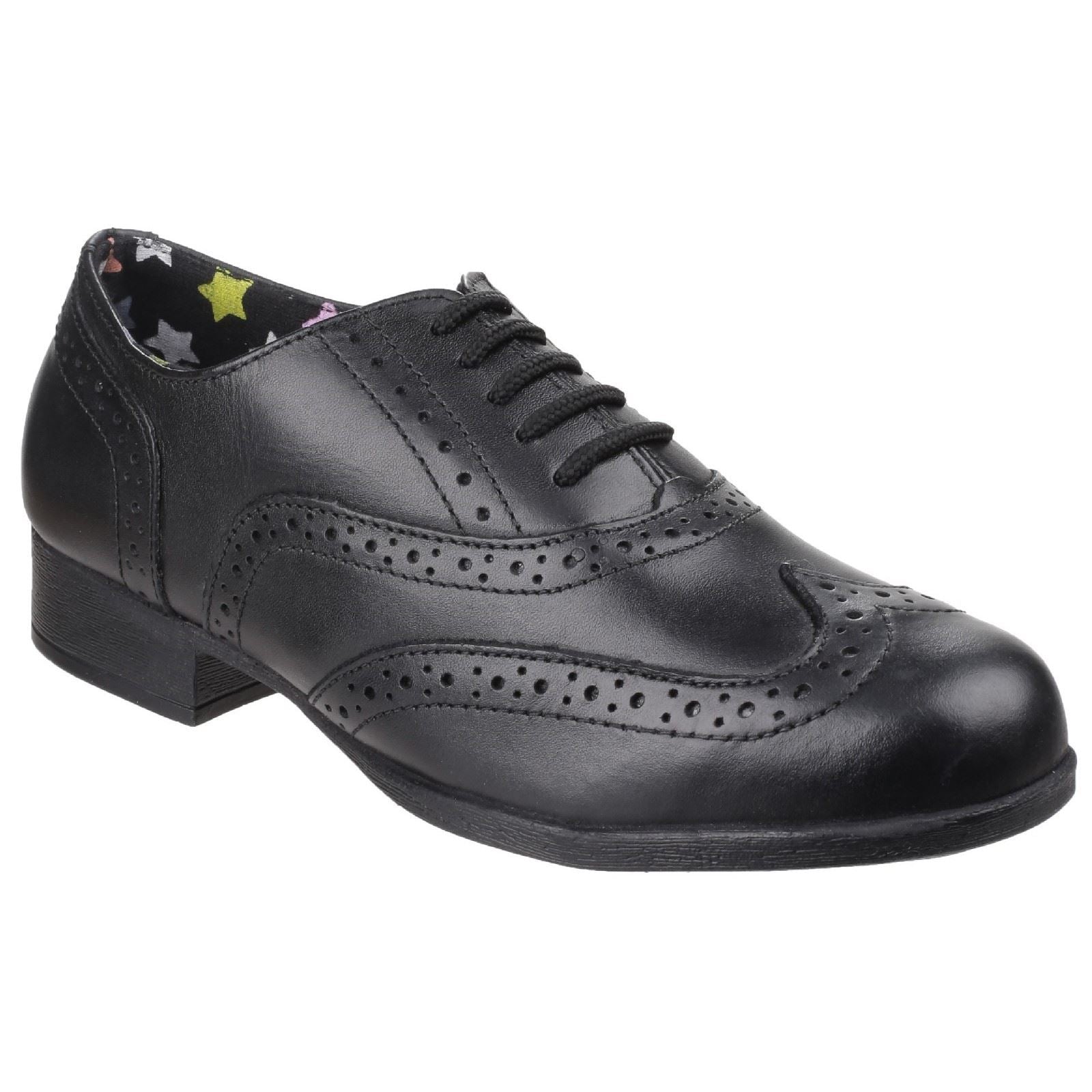 Hush Puppies Kada Junior Mädchen Brogues Aus Schwarzem Leder