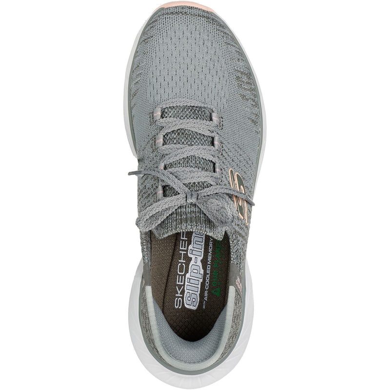 Skechers Edgeride Impression Damen Textil Turnschuhe In Grün/Orange