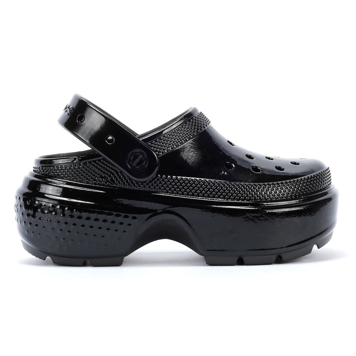 Crocs Stomp High Shine Schwarze Clogs