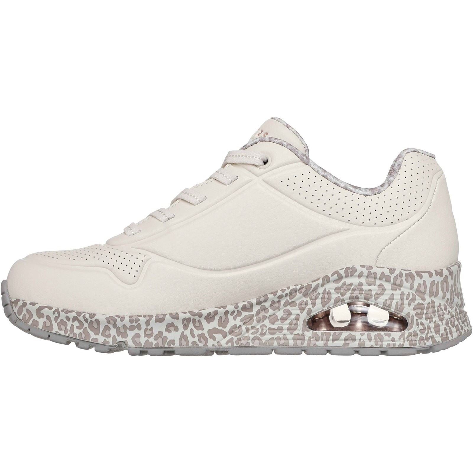 Skechers Uno Safari Time Polyurethan Damen Weiß/Leopard Sneaker