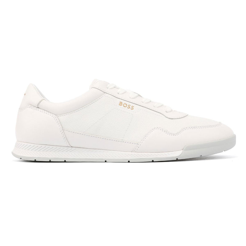 Boss Titanium Weiße Ledersneaker Für Herren
