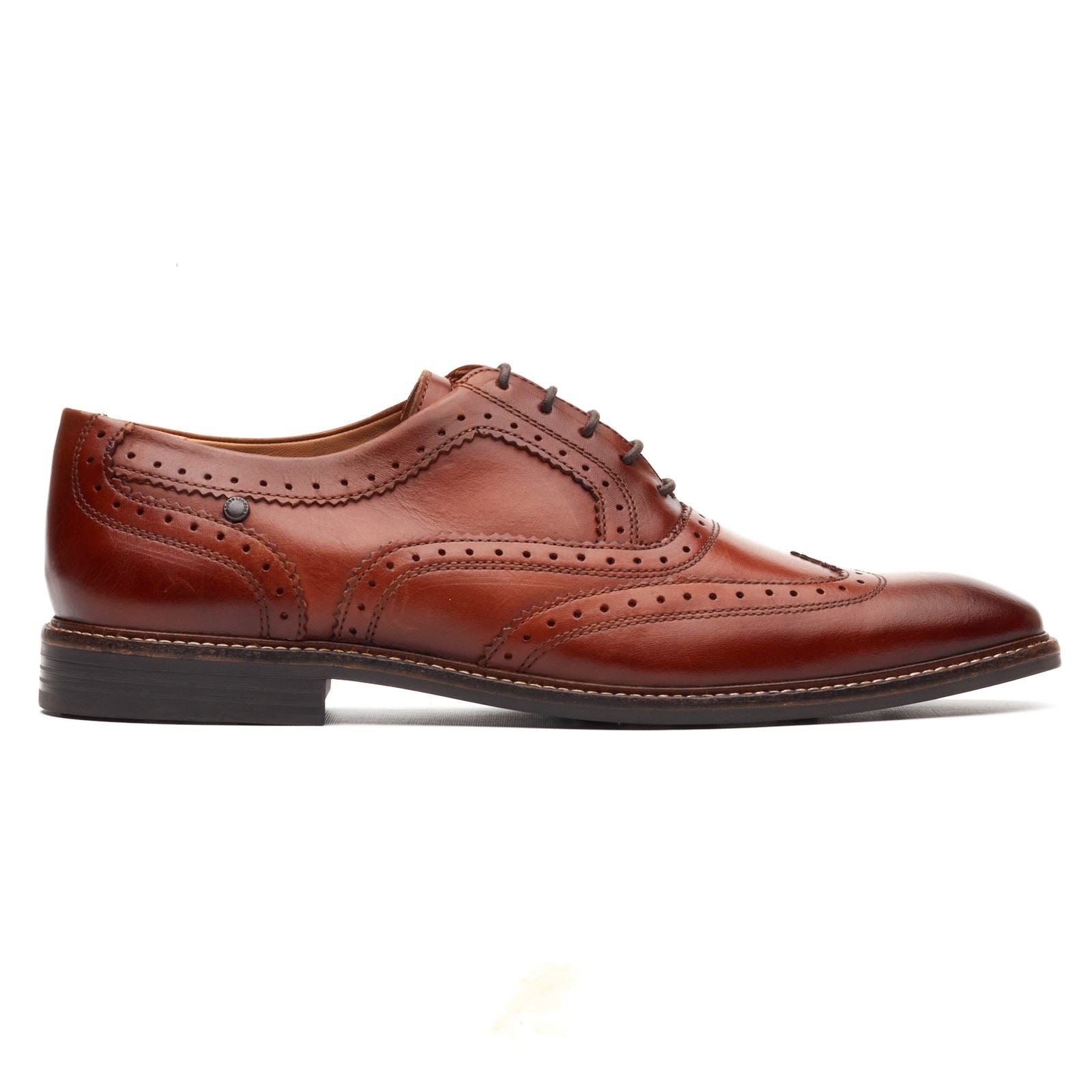 Base London Clarence Brogue Leder Herren Burnt Tan Brogues Schuhe