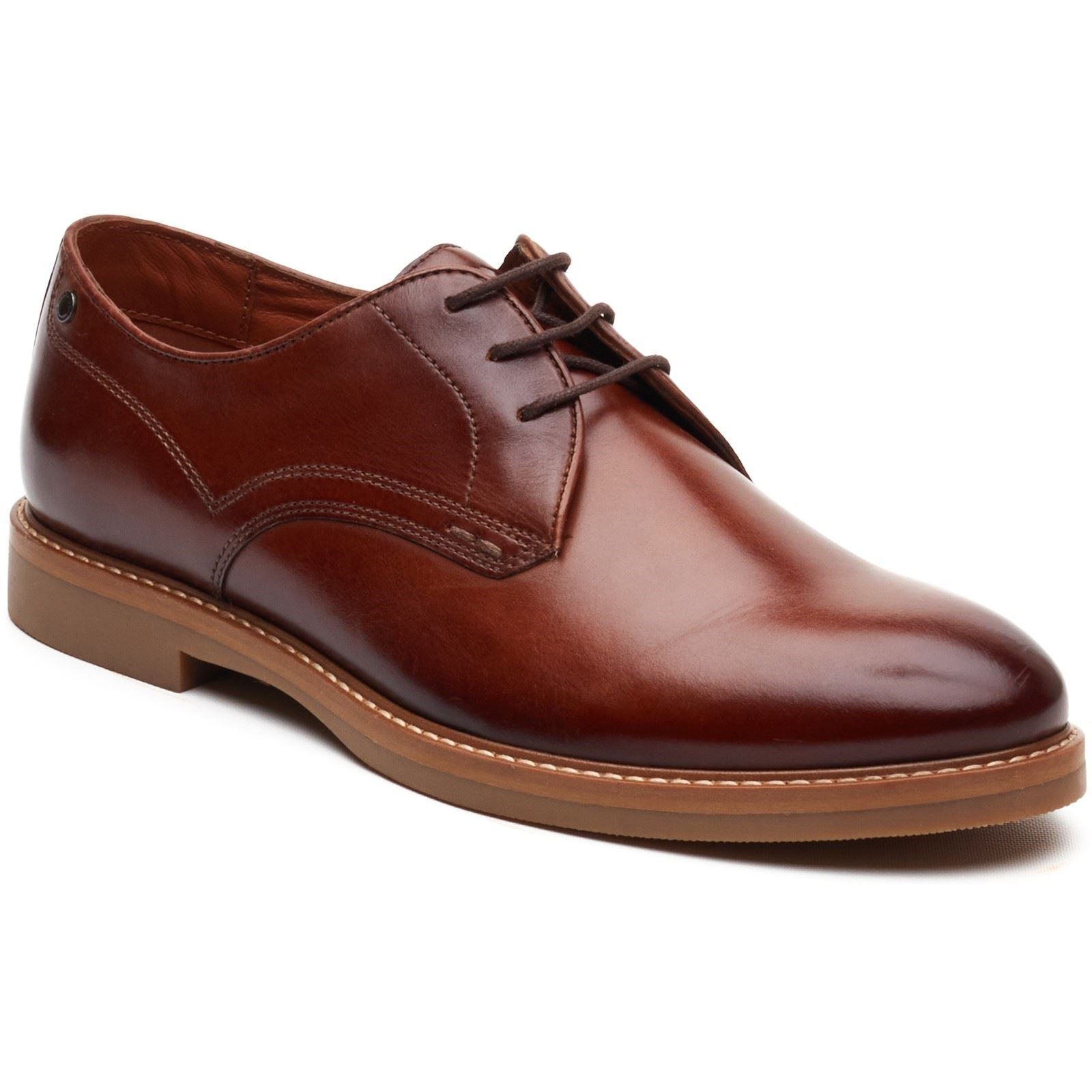 Base London Strand Lace Up Leder Herren Schuhe In Verbranntem Tan Mit Schnürung