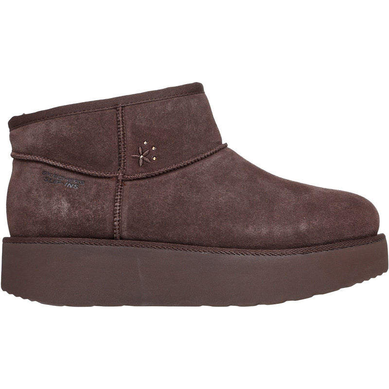 Skechers Keep Cozy Leder Frauen Schokoladen Winter Stiefeletten