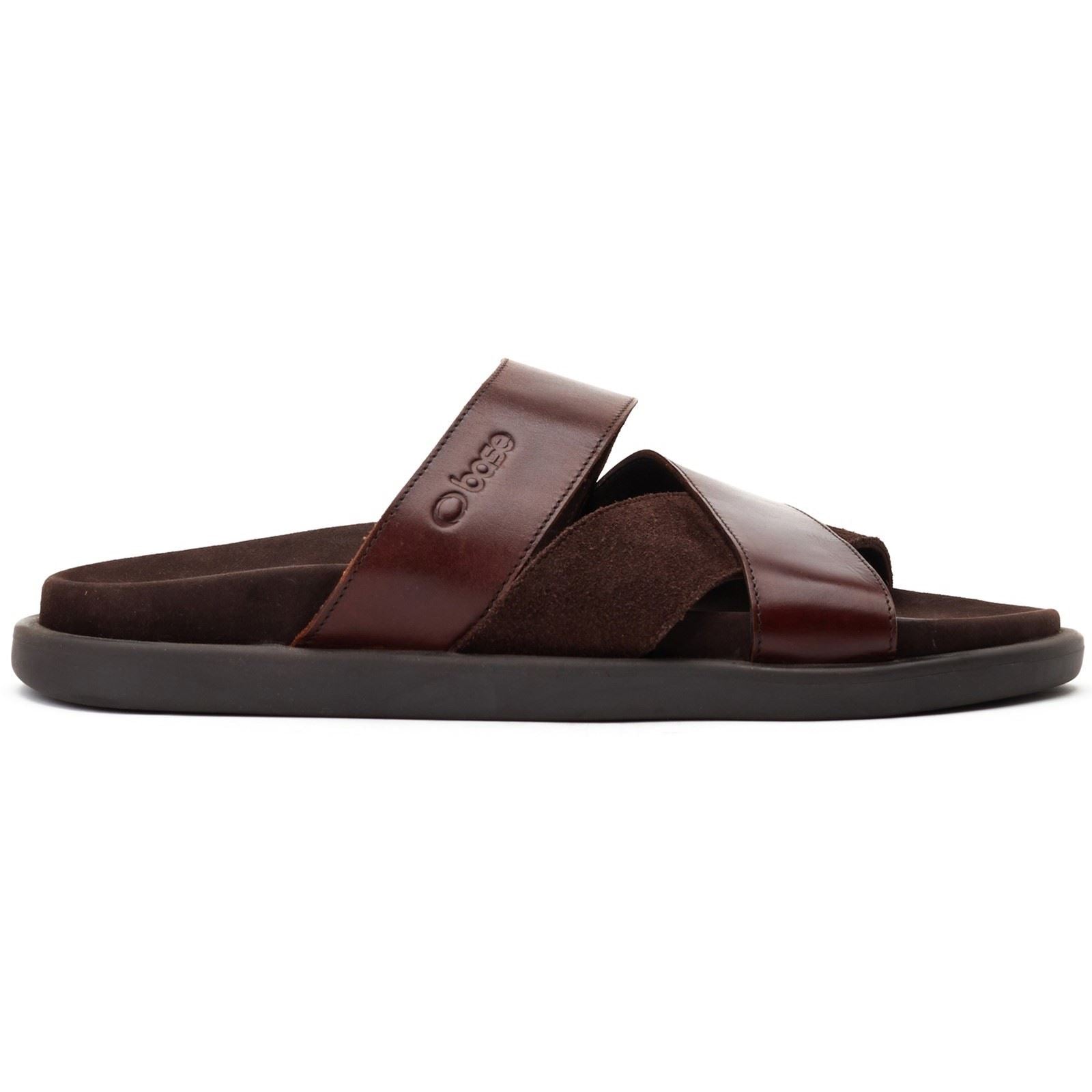 Base London Ponza Leder Herren Dunkelbraune Sandalen