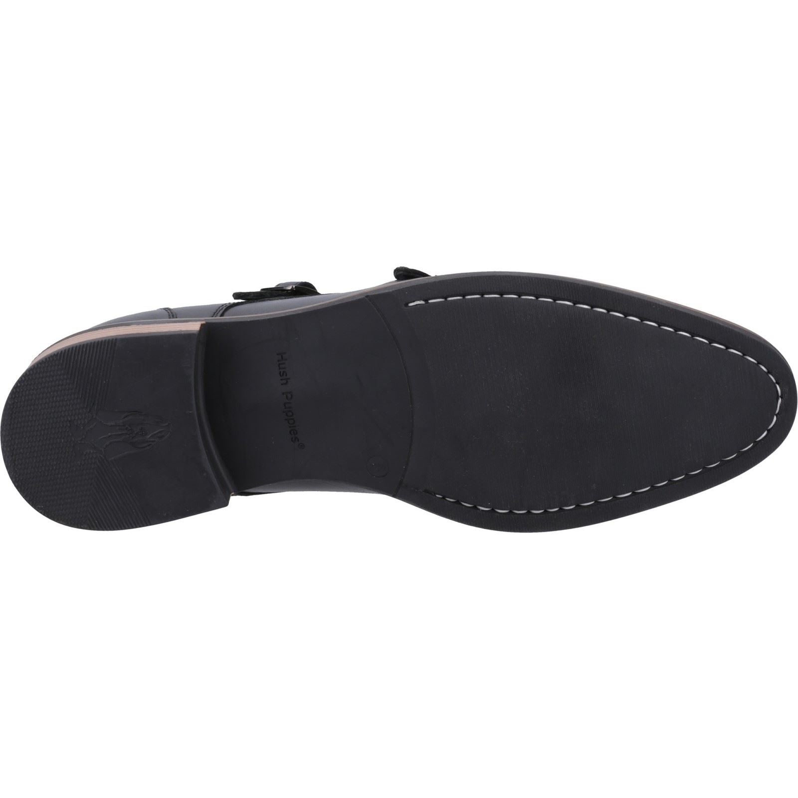 Hush Puppies David Herrenschuhe Aus Schwarzem Leder Mit Doppeltem Monk Riemen