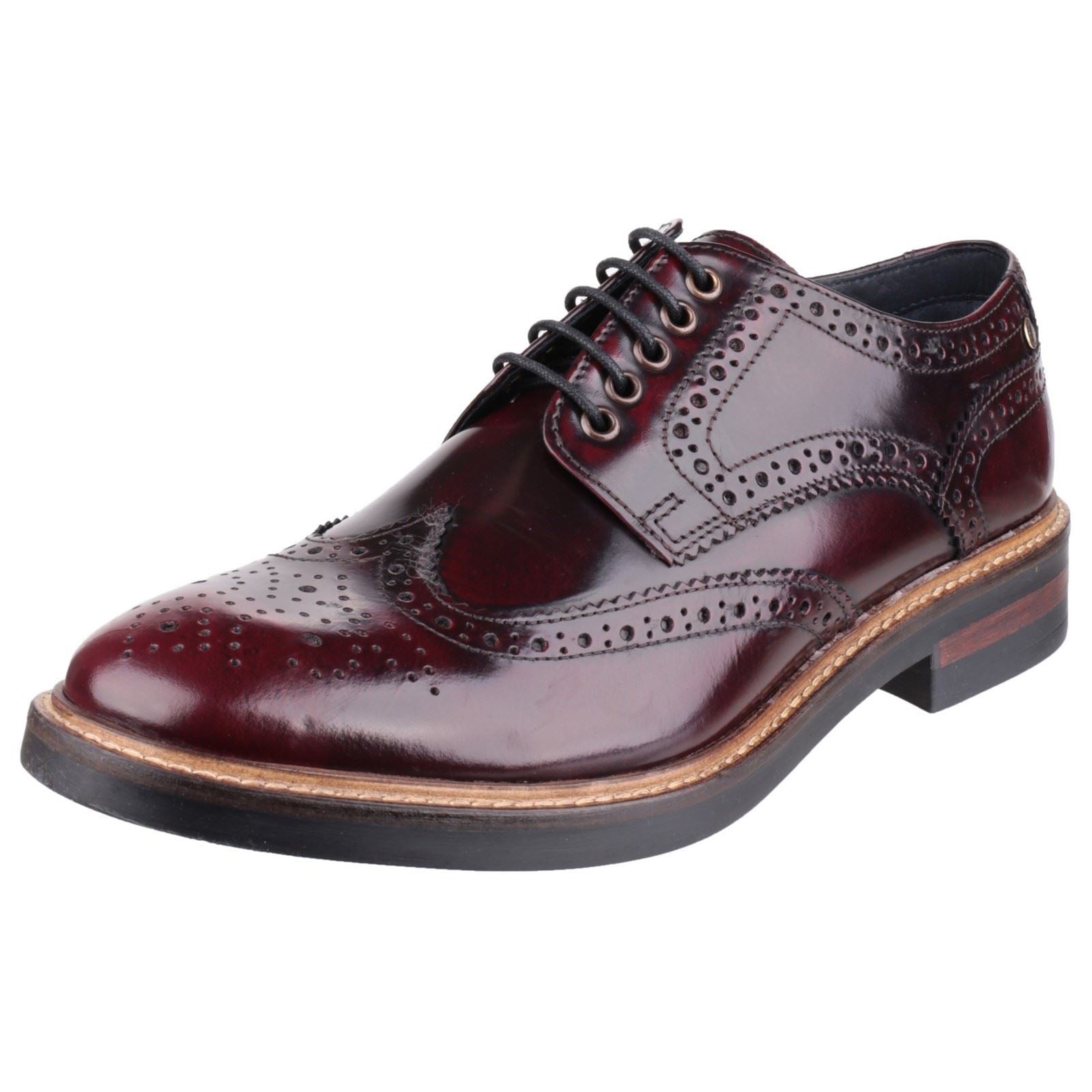 Base London Woburn Leder Herren Bordo Brogues Schuhe