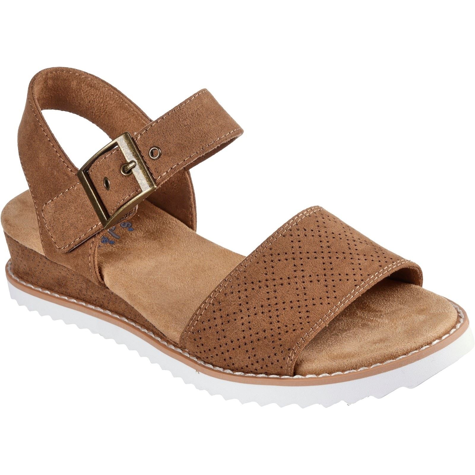 Skechers Desert Kiss Serendipitous Synthetik Damen Kastanienbraune Sandalen